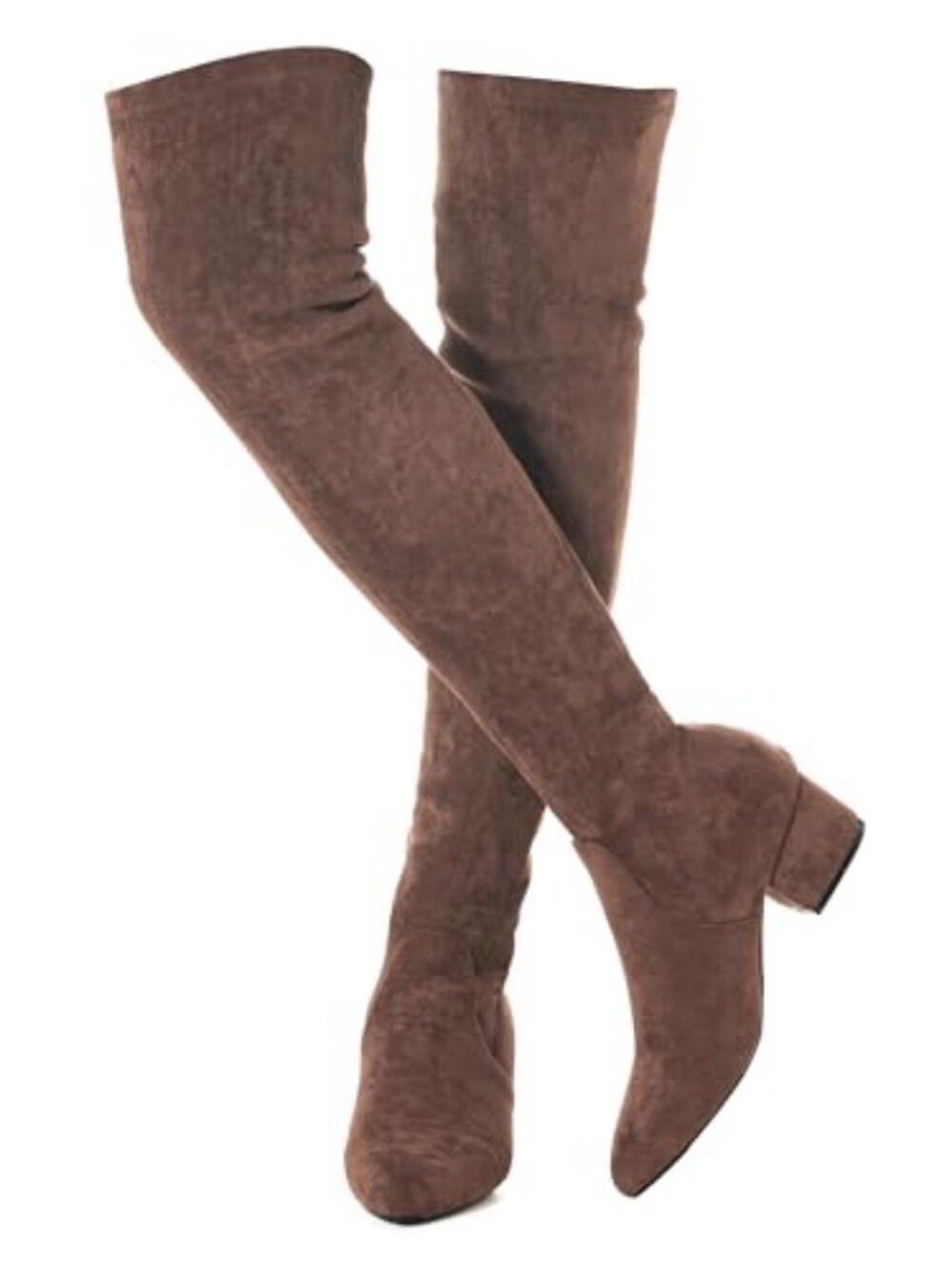 Women Over the Knee Boots Thigh High Suede Block Winter Low Above Flat Long OTK